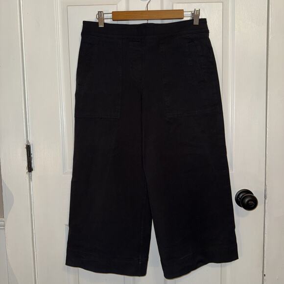 SPANX Black Wide Leg Crop Pants Pull On Size LP Large Petite - Picture 1 of 6